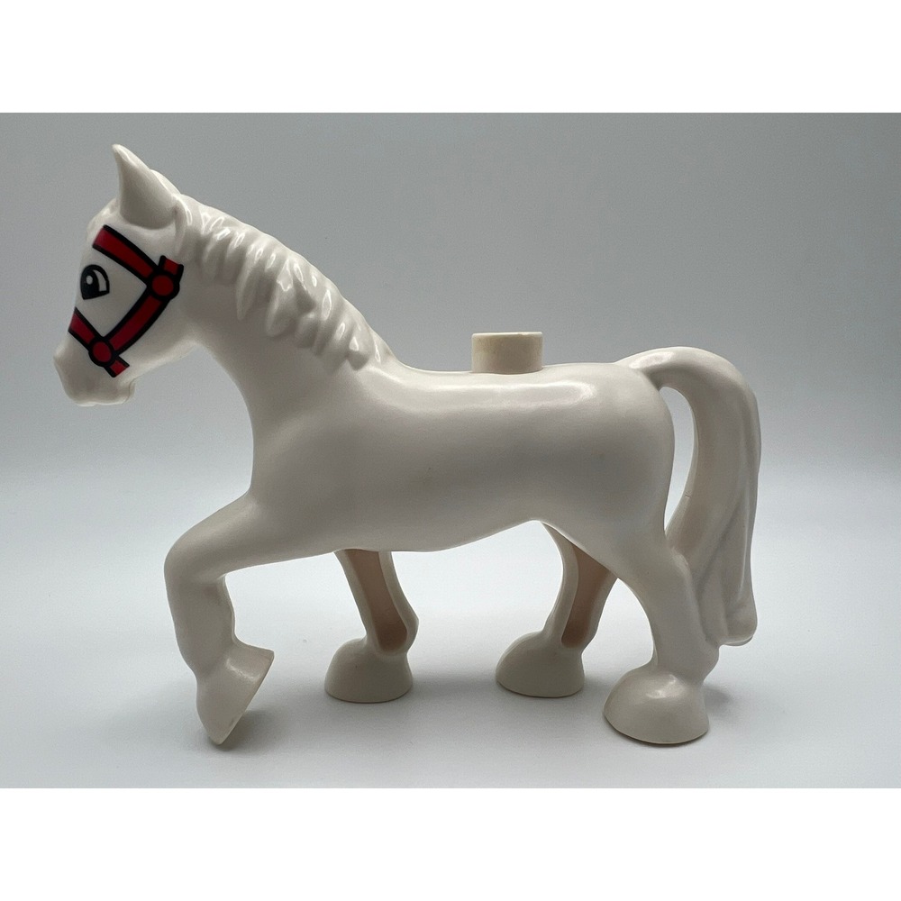 LEGO‎ Duplo White Horse Red Bridle 10806 4 Inch Replacement Animal Figure